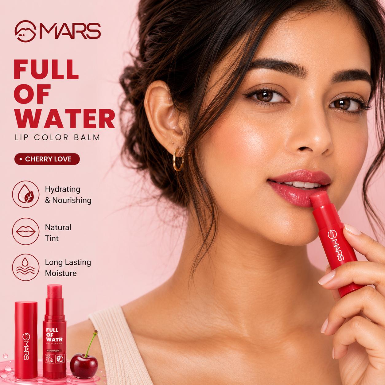 MARS Full Of Water Lip Color Balm - Cherry Love | Hydrating Tinted Lip Balm | 4.2g