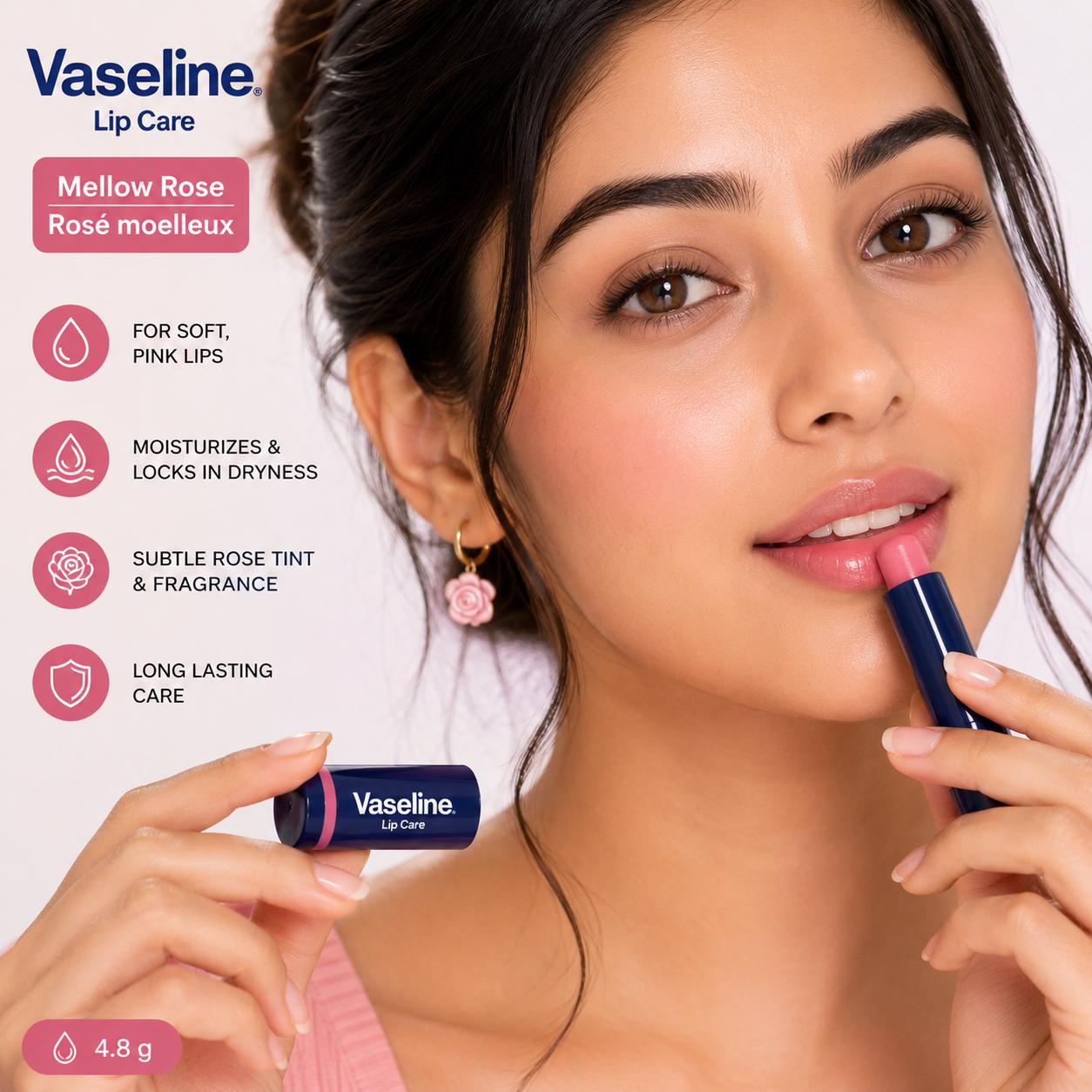Vaseline Lip Care - Mellow Rose | Moisturizing Lip Balm with Rose Tint | 3g
