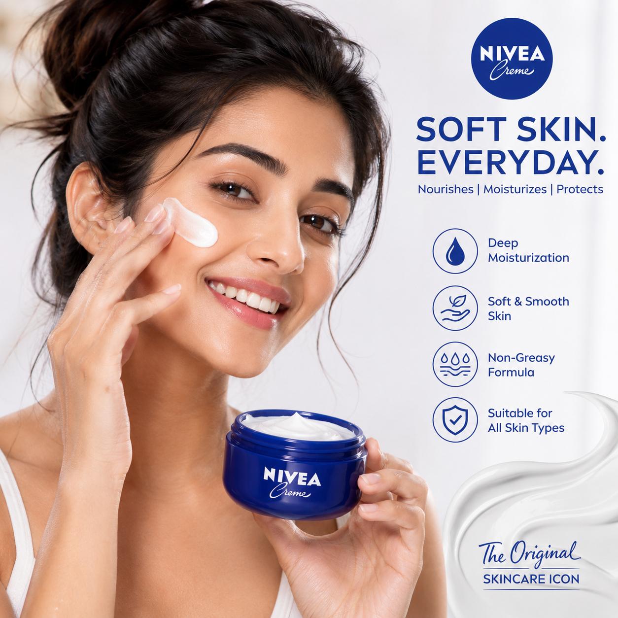 NIVEA Creme All-Purpose Moisturizing Cream | Deep Nourishing Face, Body & Hand Cream | 100ml