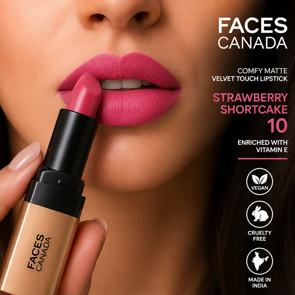 Faces Canada Comfy Matte Lipstick | Strawberry Shortcake 10 | 4.2g