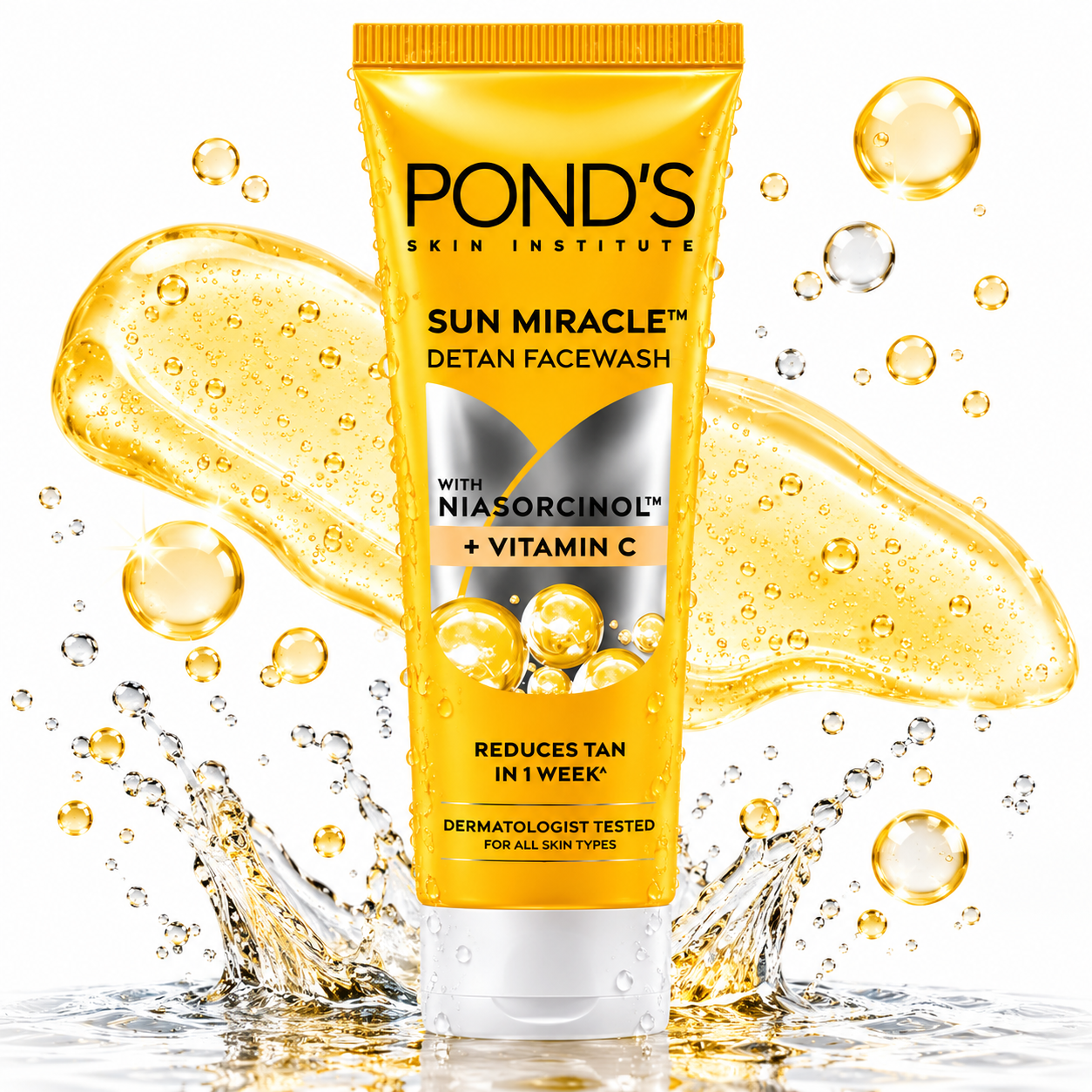 POND’S Sun Miracle Detan Facewash with Niasorcinol™ & Vitamin C | Tan Removal Face Cleanser | 50g