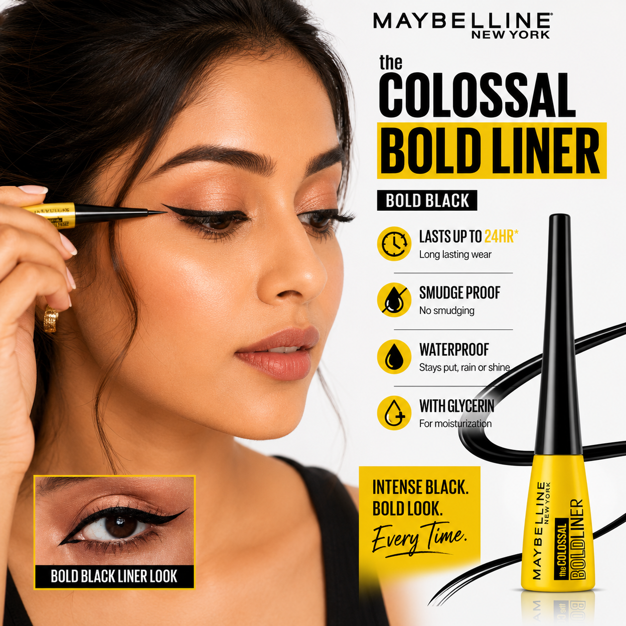 Maybelline New York The Colossal Bold Liner Eyeliner – Bold Black | Waterproof | 3ml