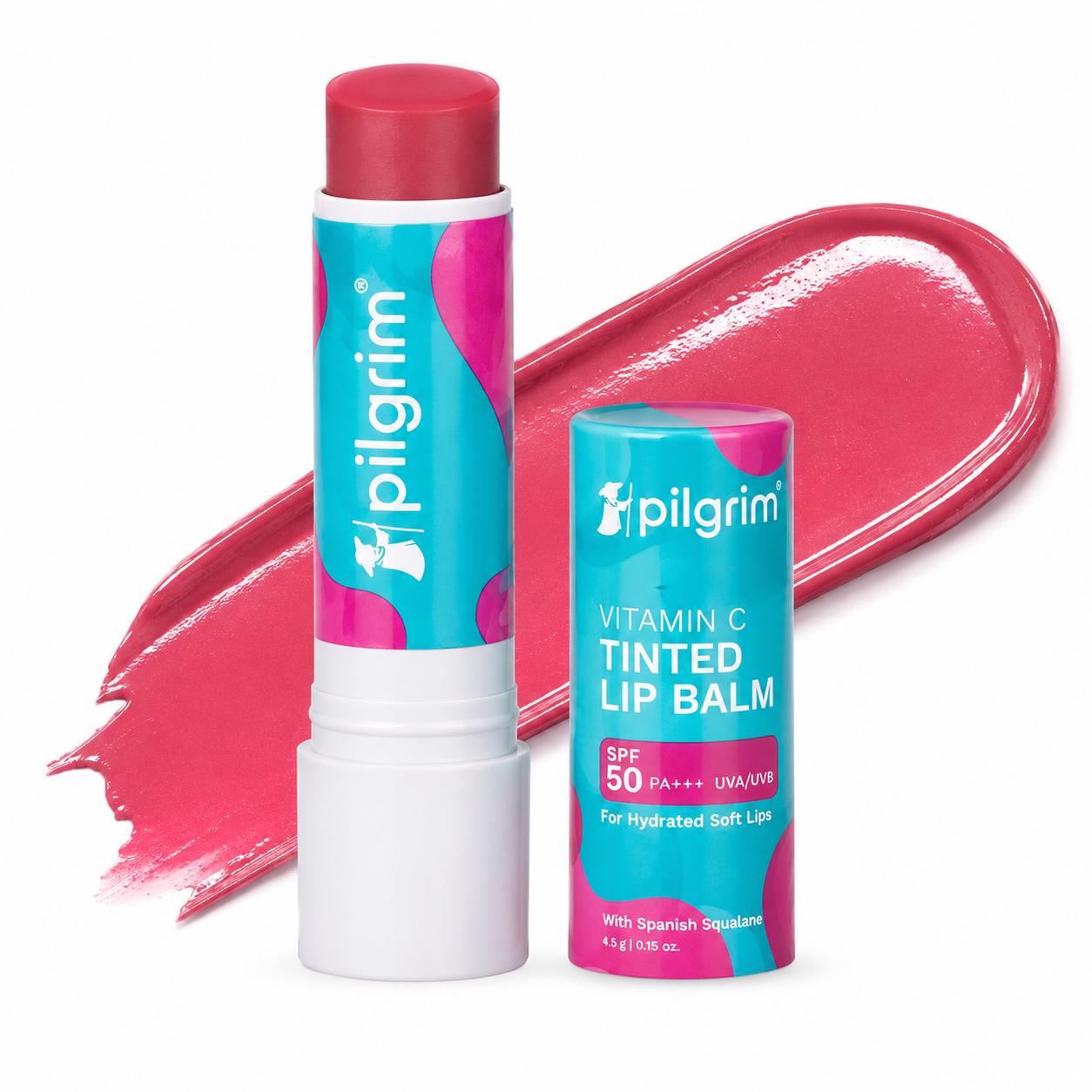 Pilgrim Vitamin C Tinted Lip Balm SPF 50 PA++++ with Spanish Squalane | Hydrating Lip Care | 4.5g