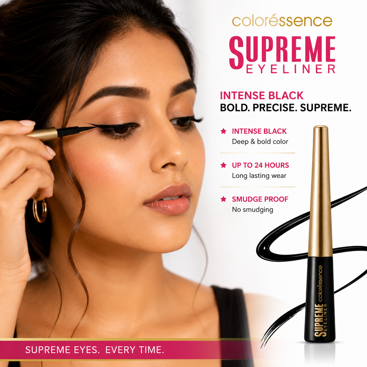 Coloressence Supreme Eyeliner – Intense Black | Long Lasting | 5ml
