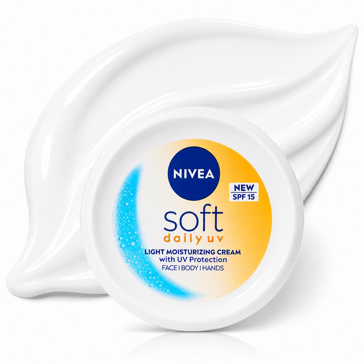 NIVEA Soft Daily UV Light Moisturizing Cream SPF 15 | Face, Body & Hands | 30ml