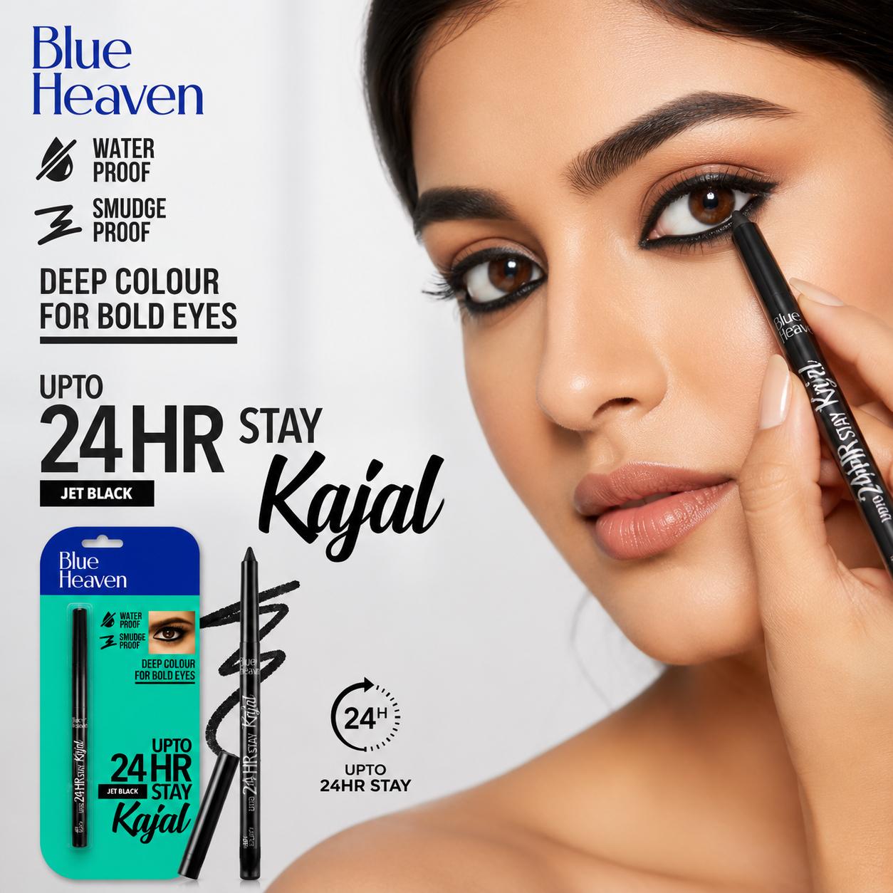 Blue Heaven Up To 24HR Stay Kajal – Jet Black | Waterproof & Smudge Proof | 0.30g