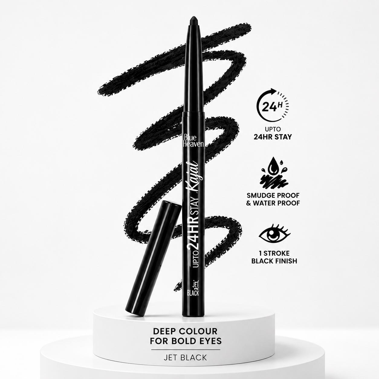 Blue Heaven Up To 24HR Stay Kajal – Jet Black | Waterproof & Smudge Proof | 0.30g