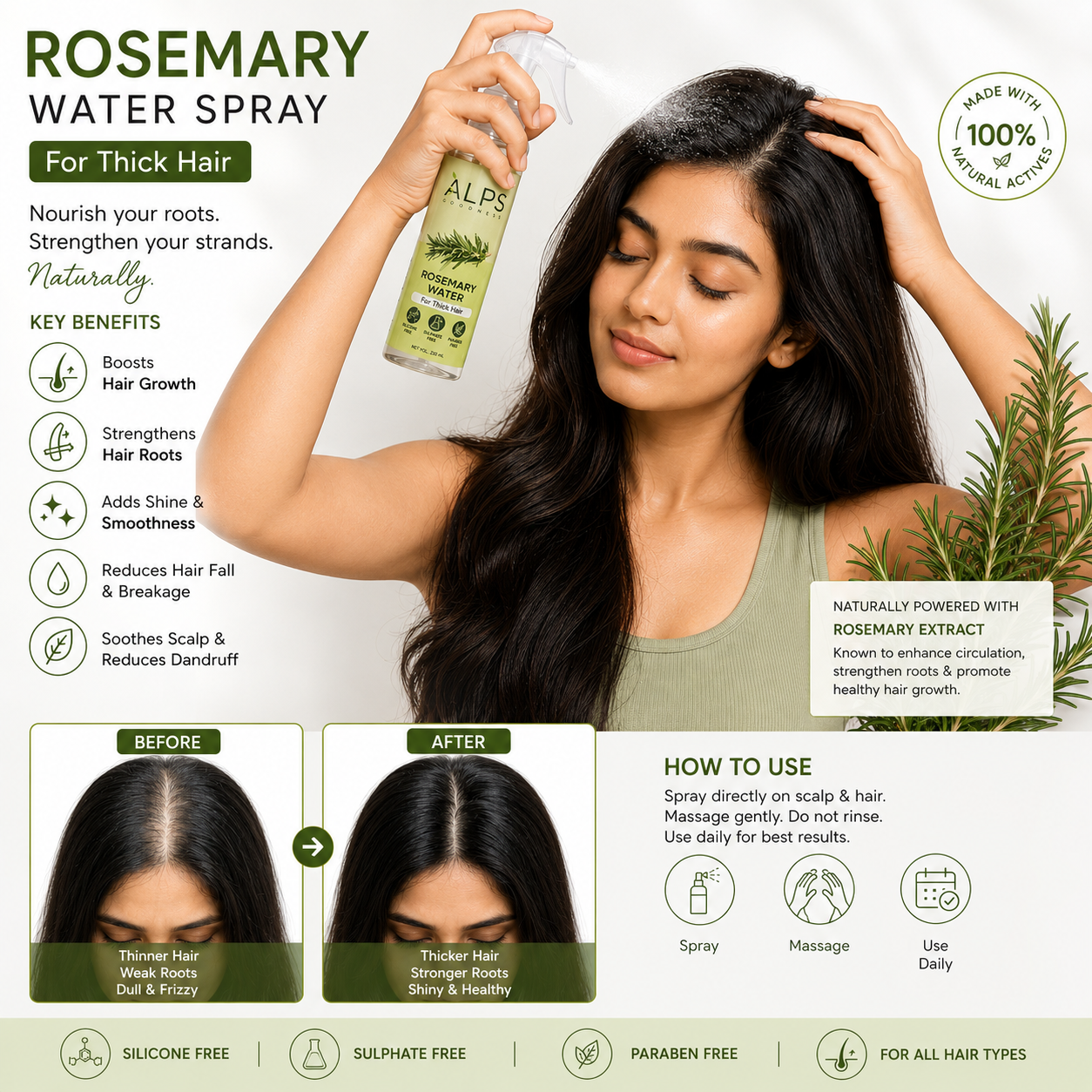 ALPS Goodness Rosemary Water Hair Spray – 200ml