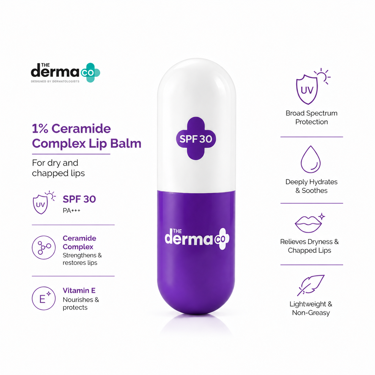 The Derma Co 1% Ceramide Complex Lip Balm SPF 30 PA+++