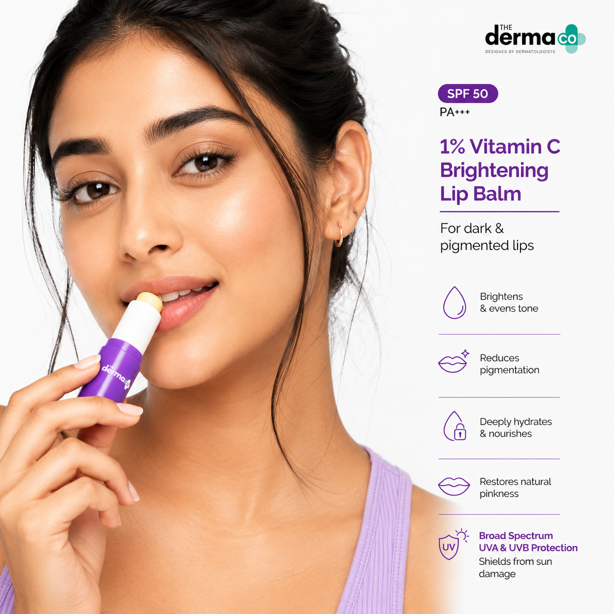 The Derma Co 1% Vitamin C Brightening Lip Balm SPF 50 PA+++