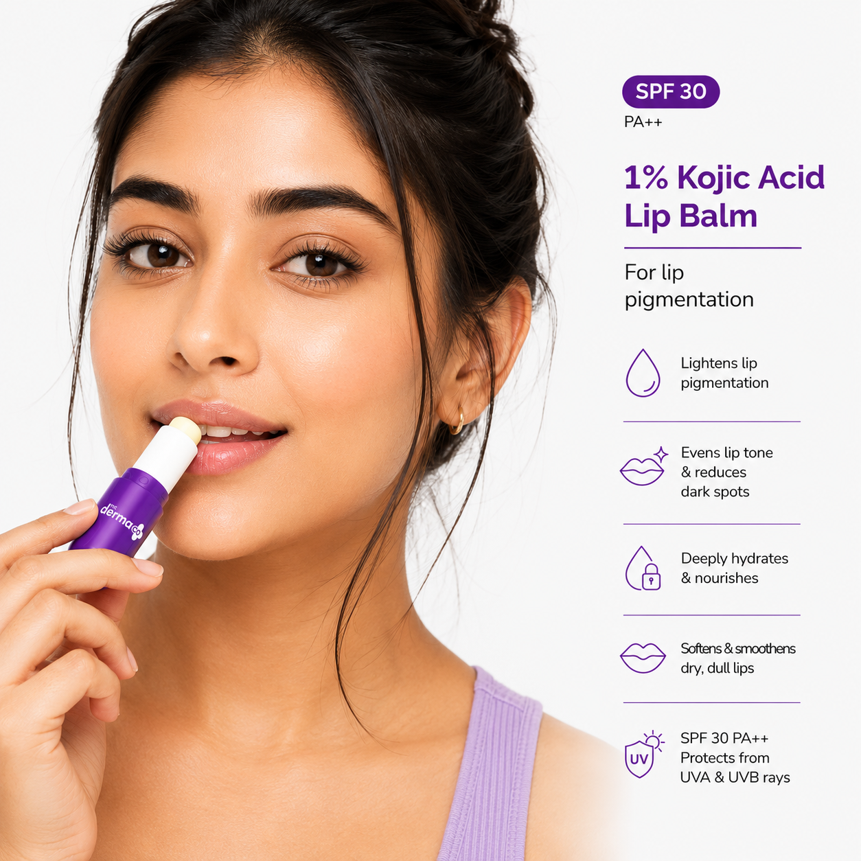 The Derma Co 1% Kojic Acid Lip Balm SPF 30 PA++