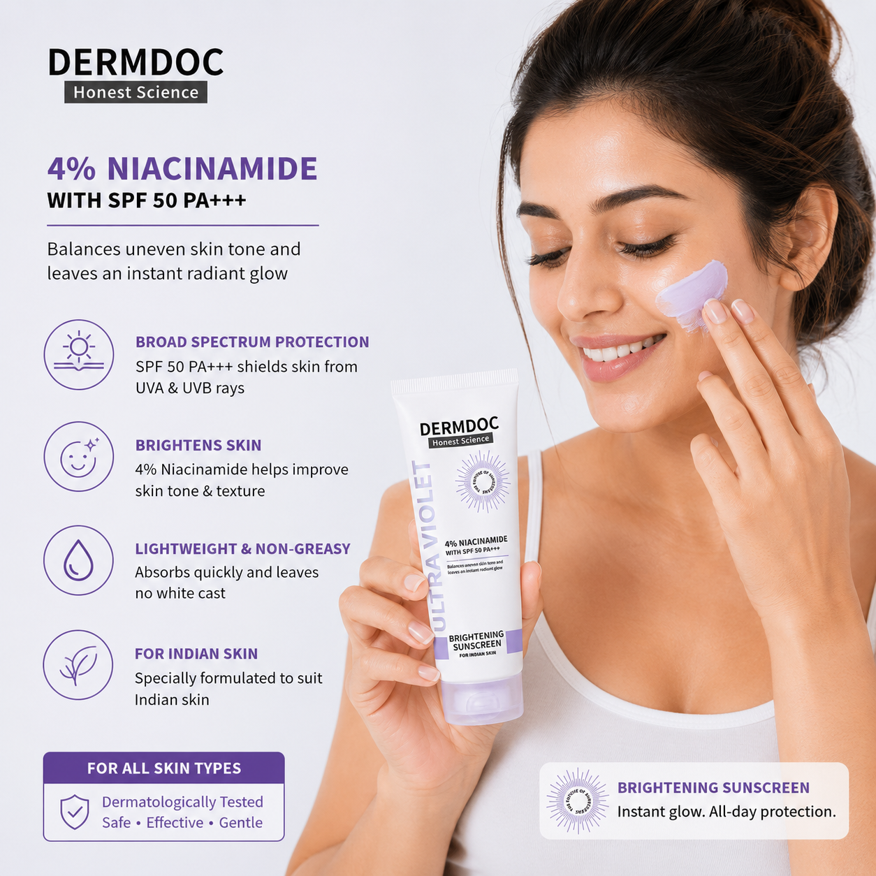 DERMDOC 4% Niacinamide Brightening Sunscreen SPF 50 PA+++