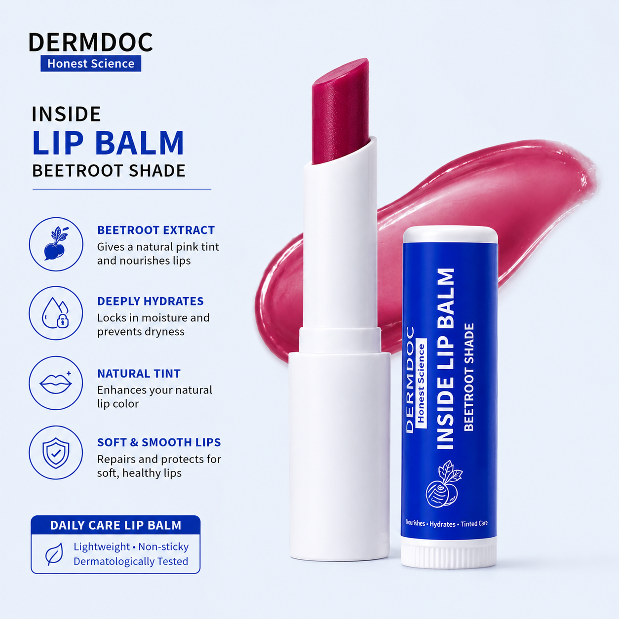 DERMDOC Lip Defense Tinted Balm – Beetroot Shade