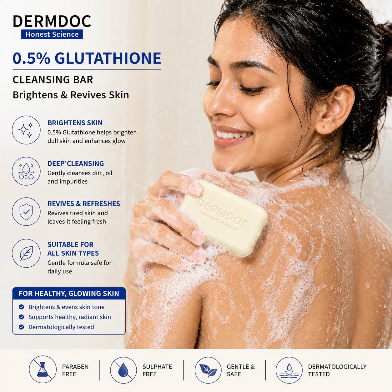 DERMDOC 0.5% Glutathione Cleansing Bar