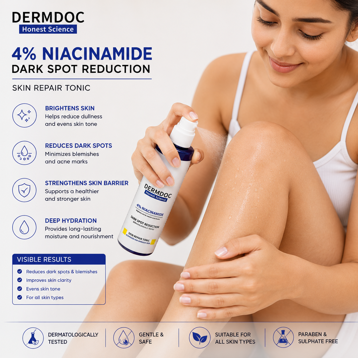 DERMDOC 4% Niacinamide Dark Spot Reduction Skin Repair Tonic