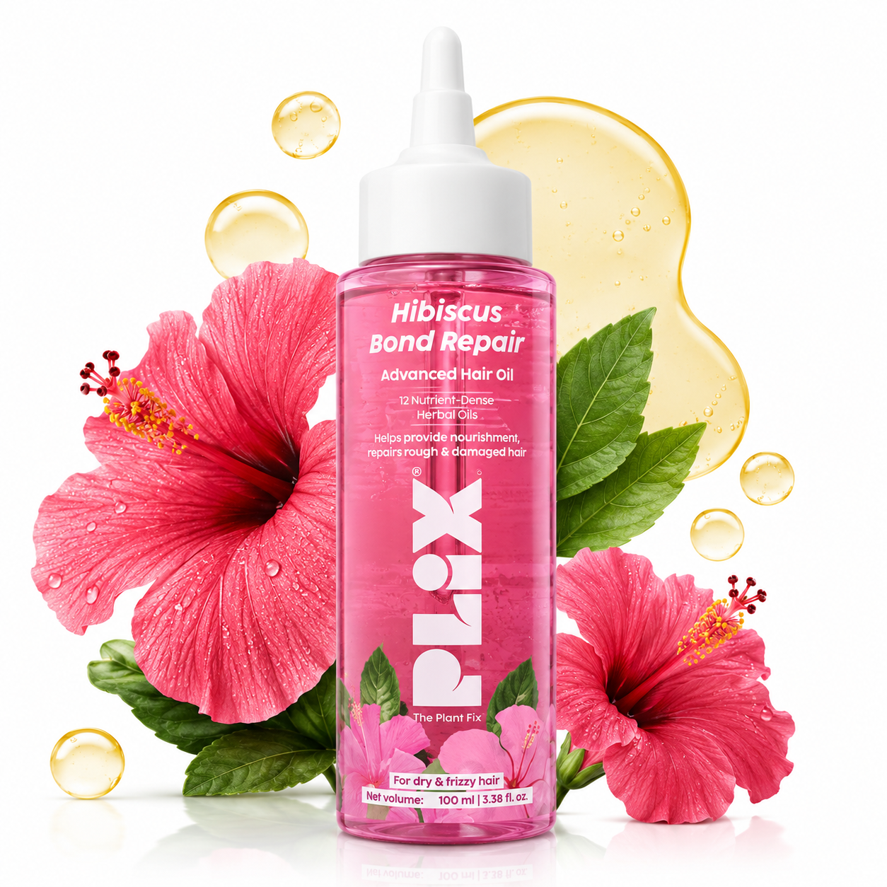 PLIX Hibiscus Bond Repair Advanced Hair Oil | 12 Nutrient-Dense Herbal Oils | 100ml