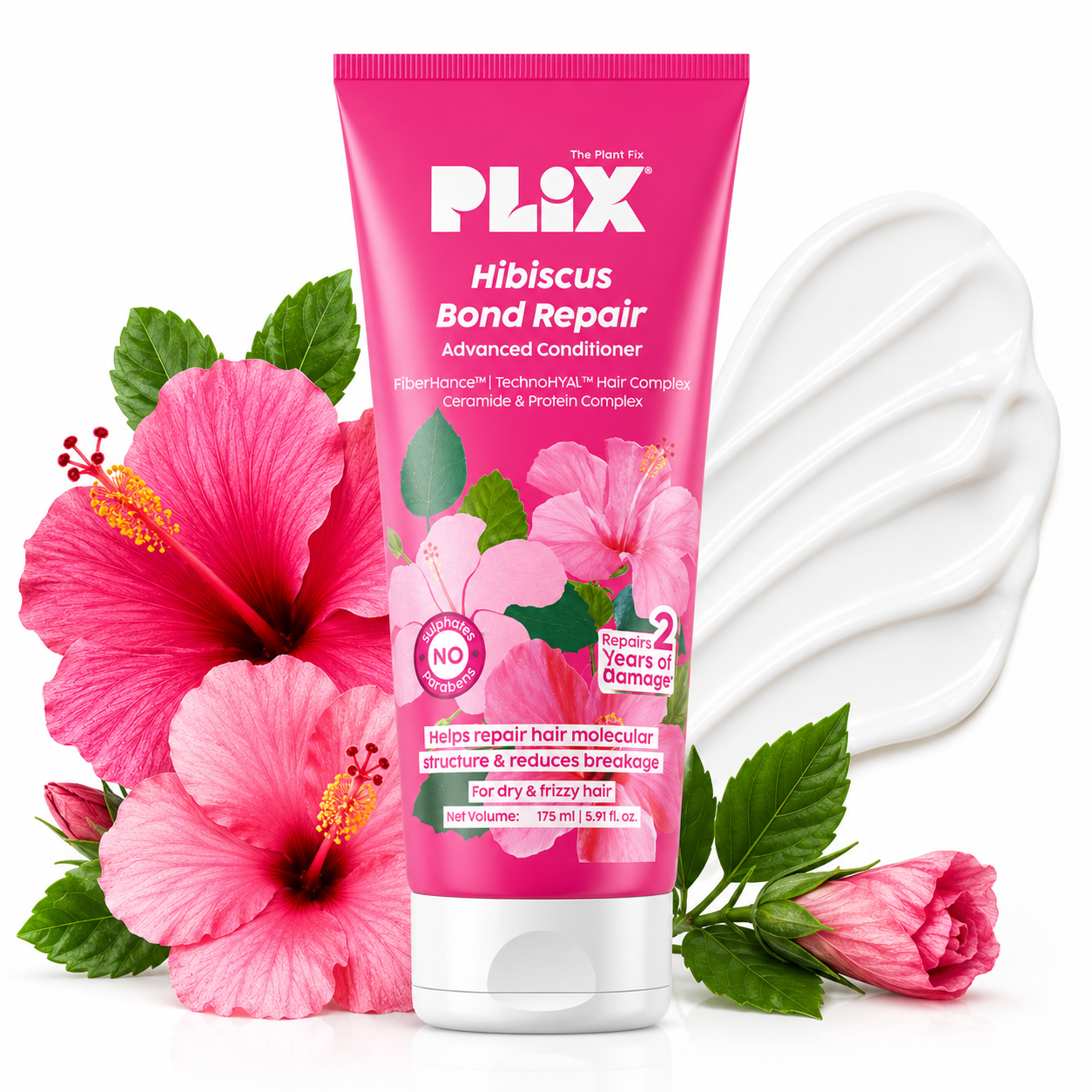 PLIX Hibiscus Bond Repair Advanced Conditioner | FiberHance™, Ceramide & Protein Complex | 175ml