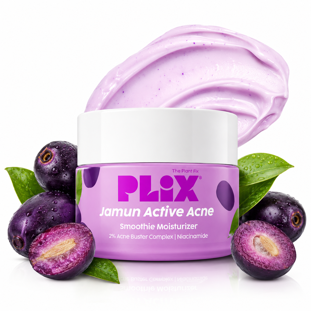 PLIX Jamun Active Acne Smoothie Moisturizer | 2% Acne Buster Complex & Niacinamide | 50g