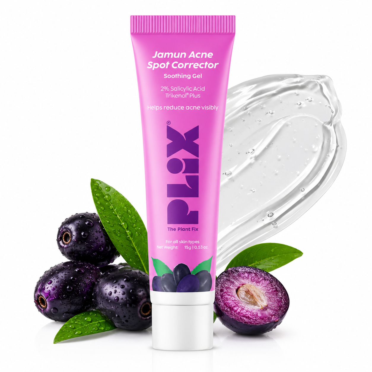 PLIX Jamun Acne Spot Corrector Soothing Gel | 2% Salicylic Acid & Trikenol® Plus | 15g