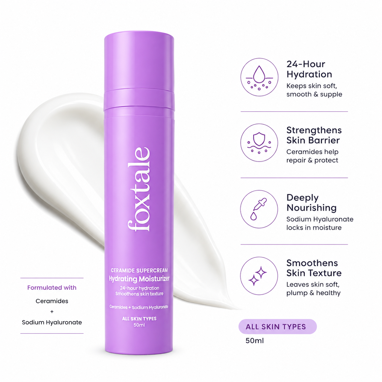 Foxtale Ceramide Supercream Hydrating Moisturizer | 50ml