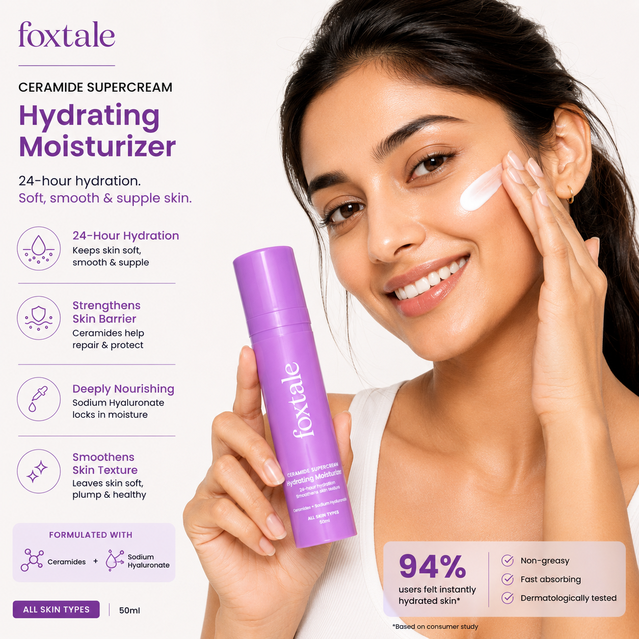 Foxtale Ceramide Supercream Hydrating Moisturizer | 50ml