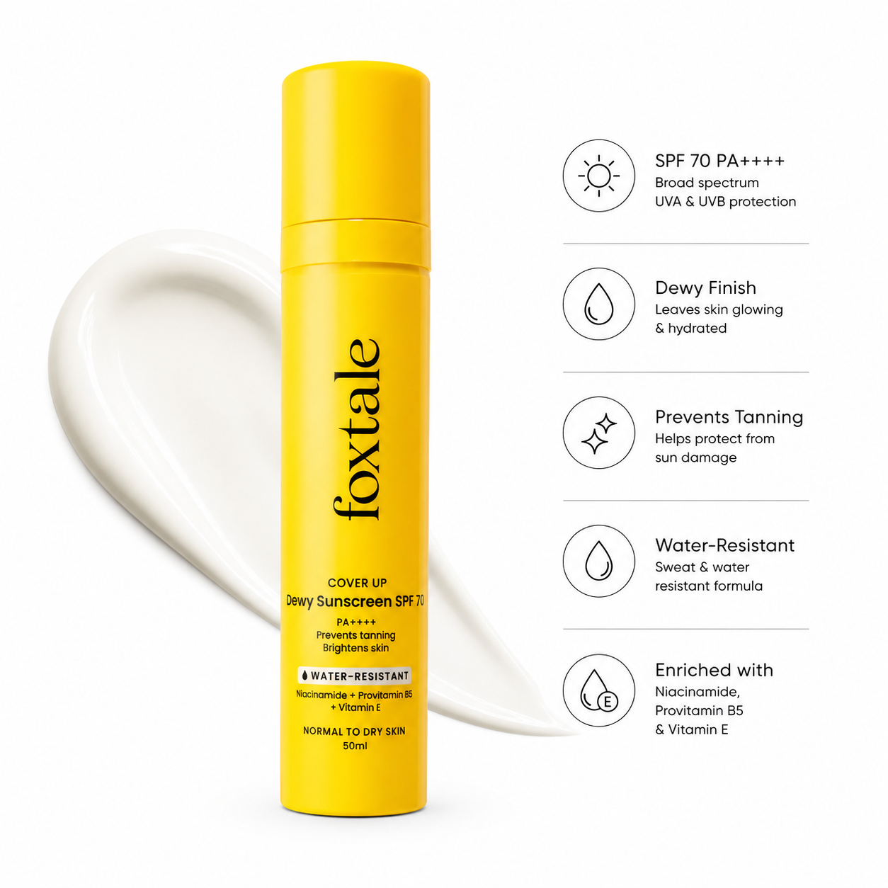 Foxtale Dewy Sunscreen SPF 70 PA++++ | 50ml