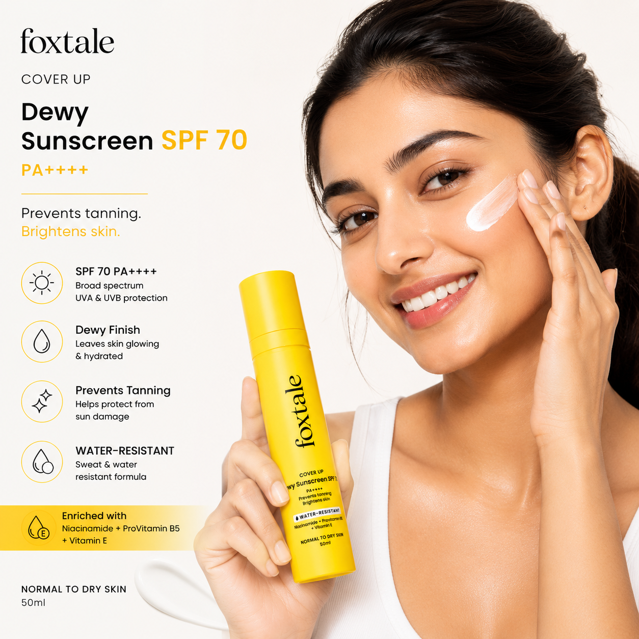 Foxtale Dewy Sunscreen SPF 70 PA++++ | 50ml