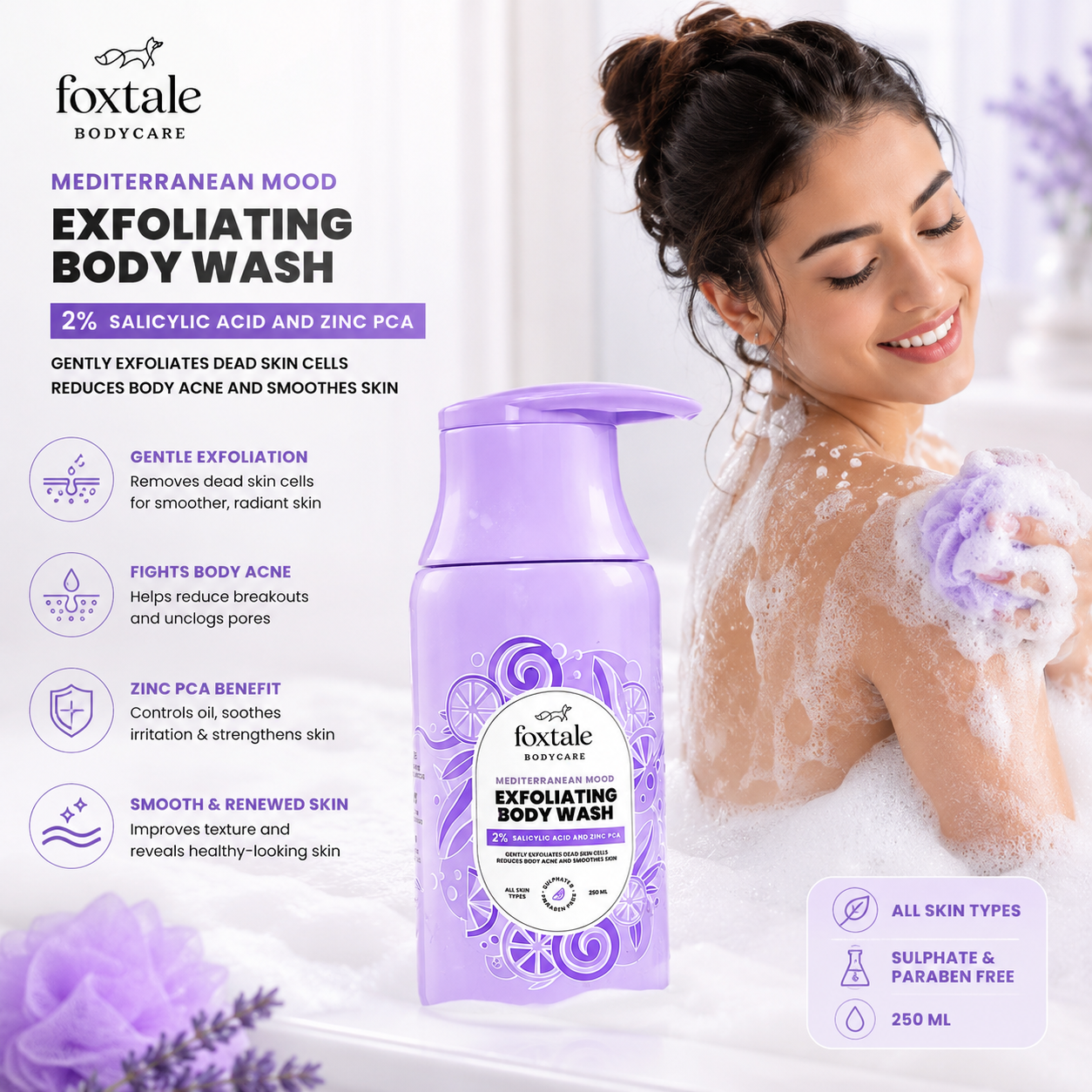 Foxtale Mediterranean Mood Exfoliating Body Wash | 250ml