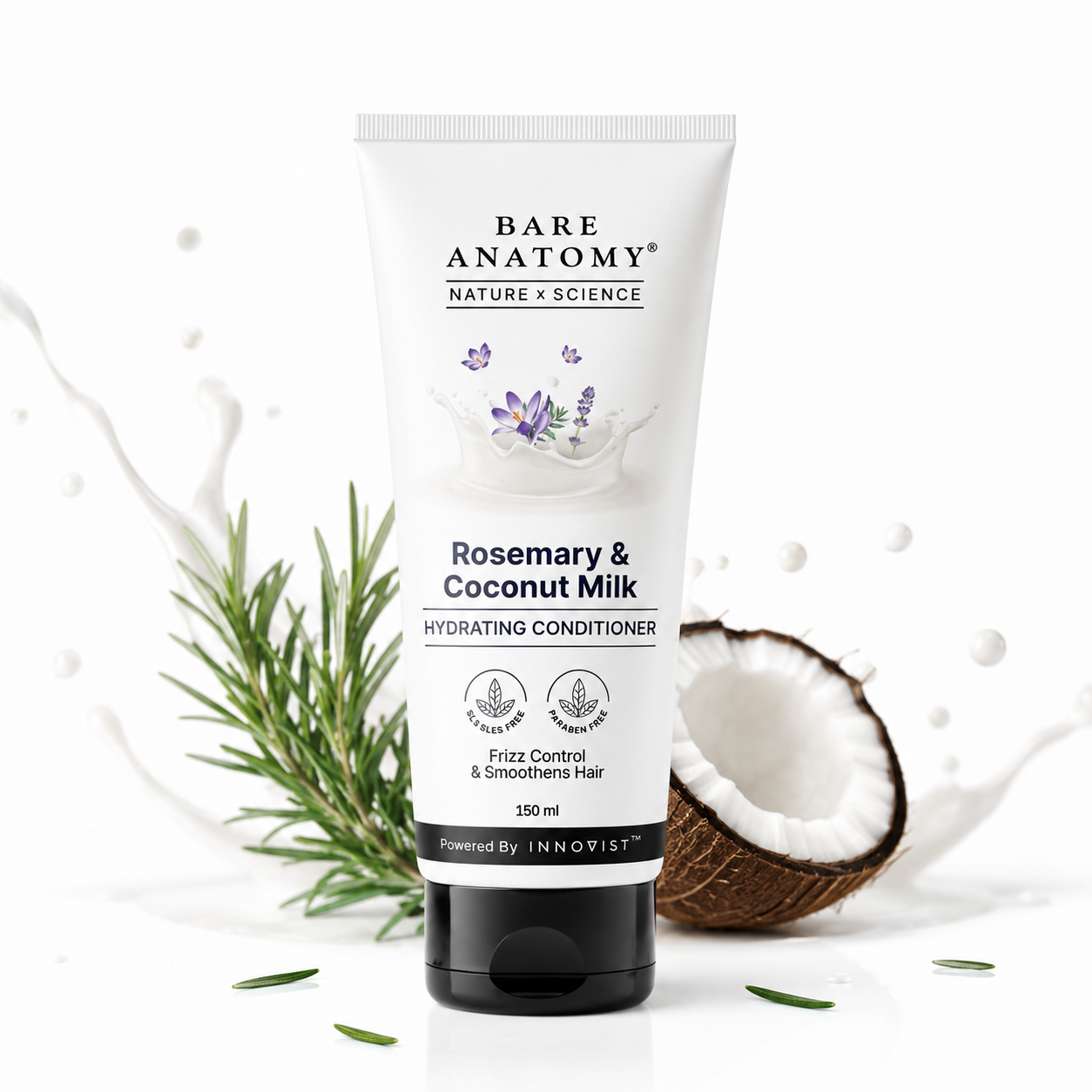 Bare Anatomy Rosemary & Coconut Milk Hydrating Conditioner – Frizz Control & Smooth Hair | 150ml