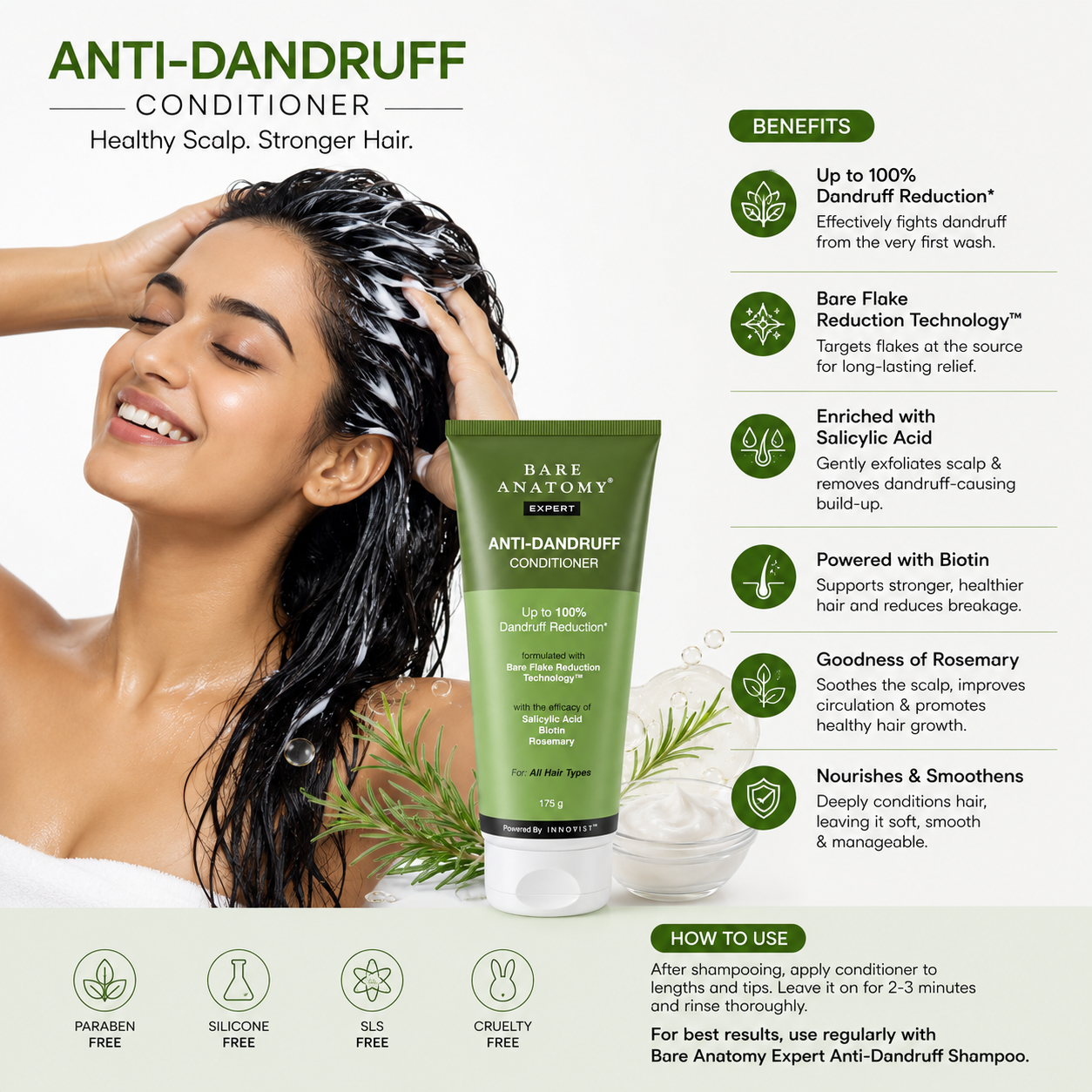 Bare Anatomy Expert Anti-Dandruff Conditioner with Salicylic Acid, Biotin & Rosemary | 175g