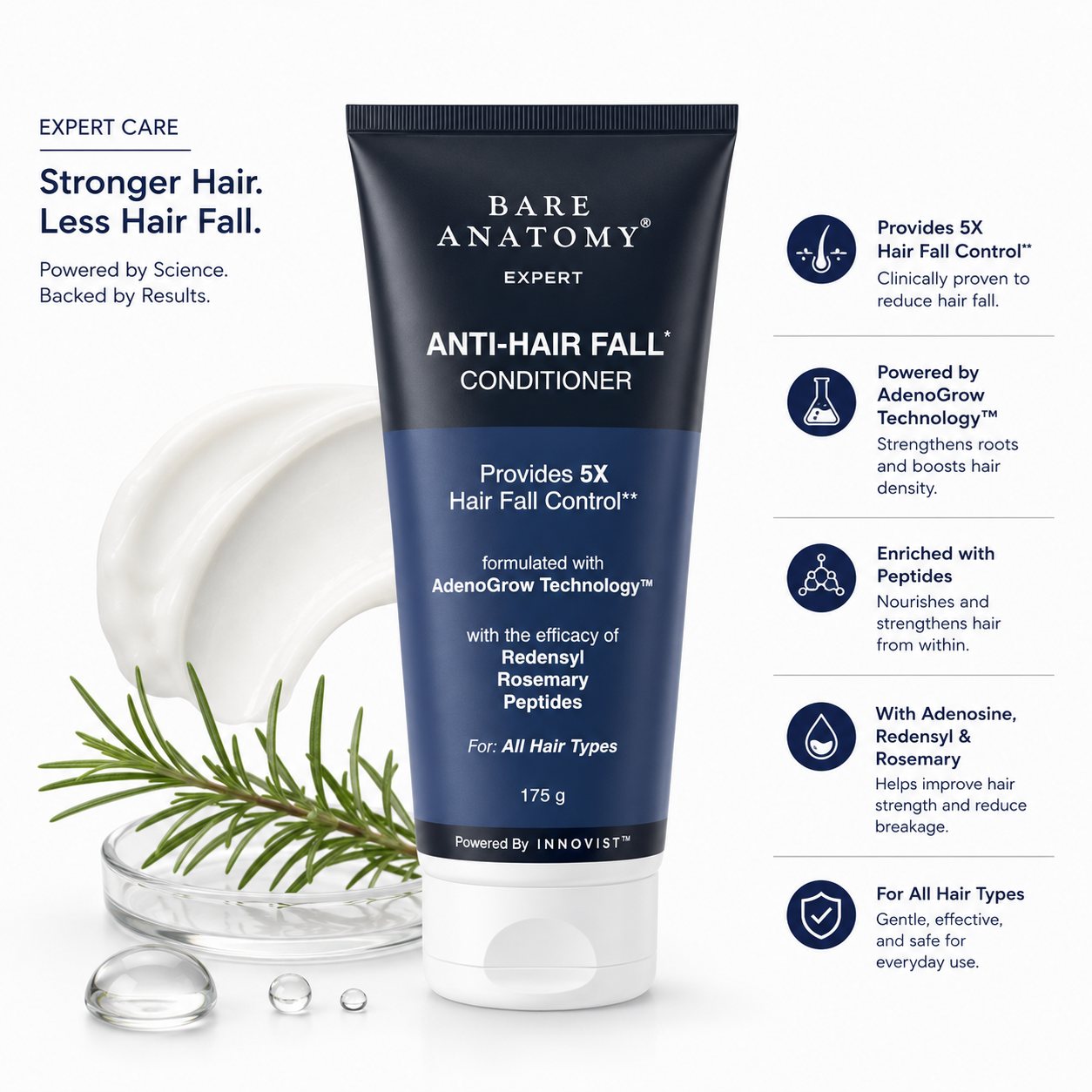 Bare Anatomy Expert Anti-Hair Fall Conditioner with Redensyl, Rosemary & Peptides | 175g