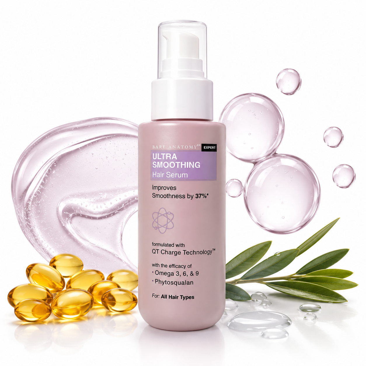 Bare Anatomy Expert Ultra Smoothing Hair Serum with Omega 3, 6 & 9 and Phytosqualan | 100ml