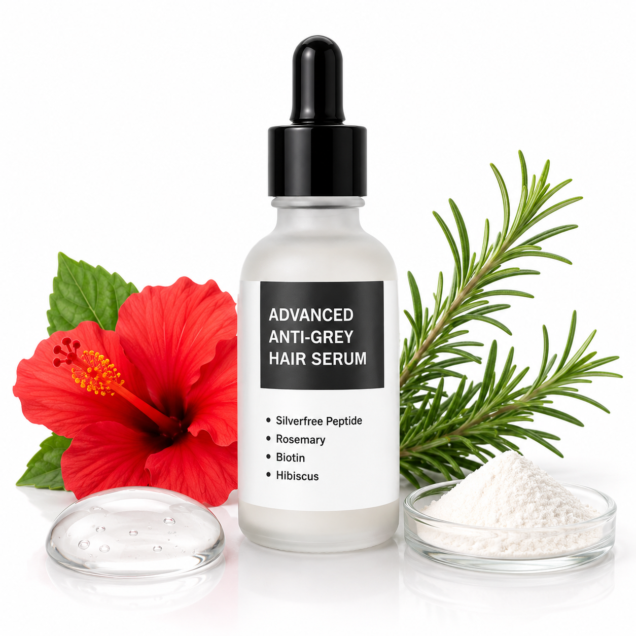 Bare Anatomy Advanced Anti-Grey Hair Serum with Silverfree Peptide, Rosemary, Biotin & Hibiscus | 50ml
