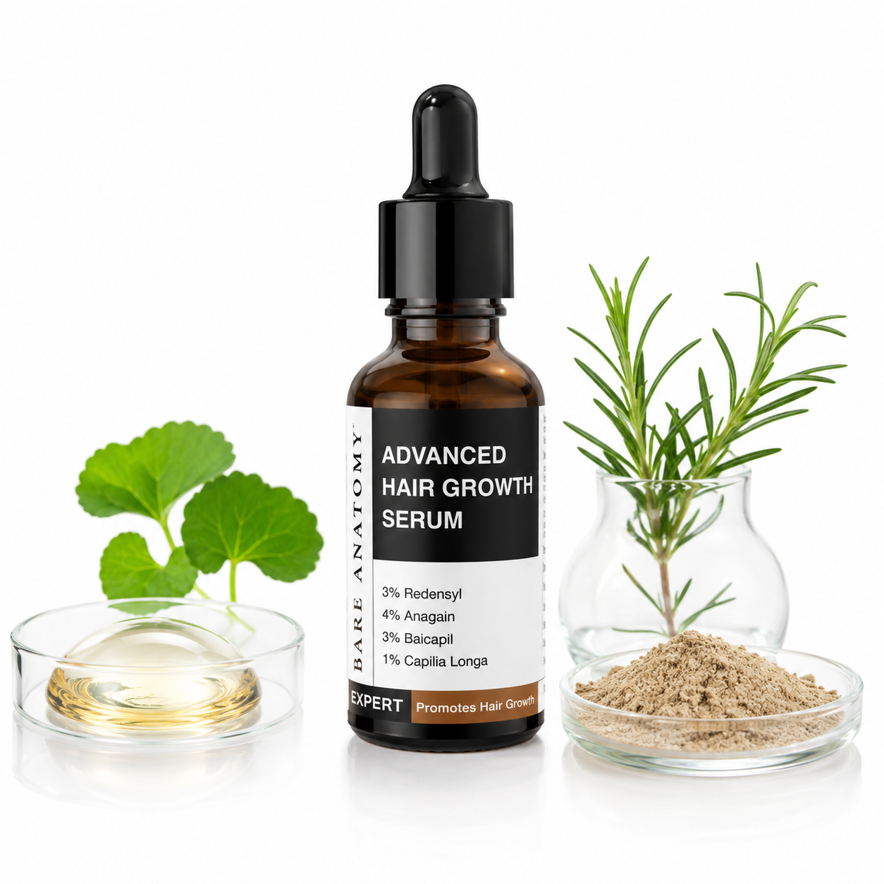 Bare Anatomy Advanced Hair Growth Serum with 3% Redensyl, 4% Anagain, 3% Baicapil & 1% Capilia Longa | 30ml