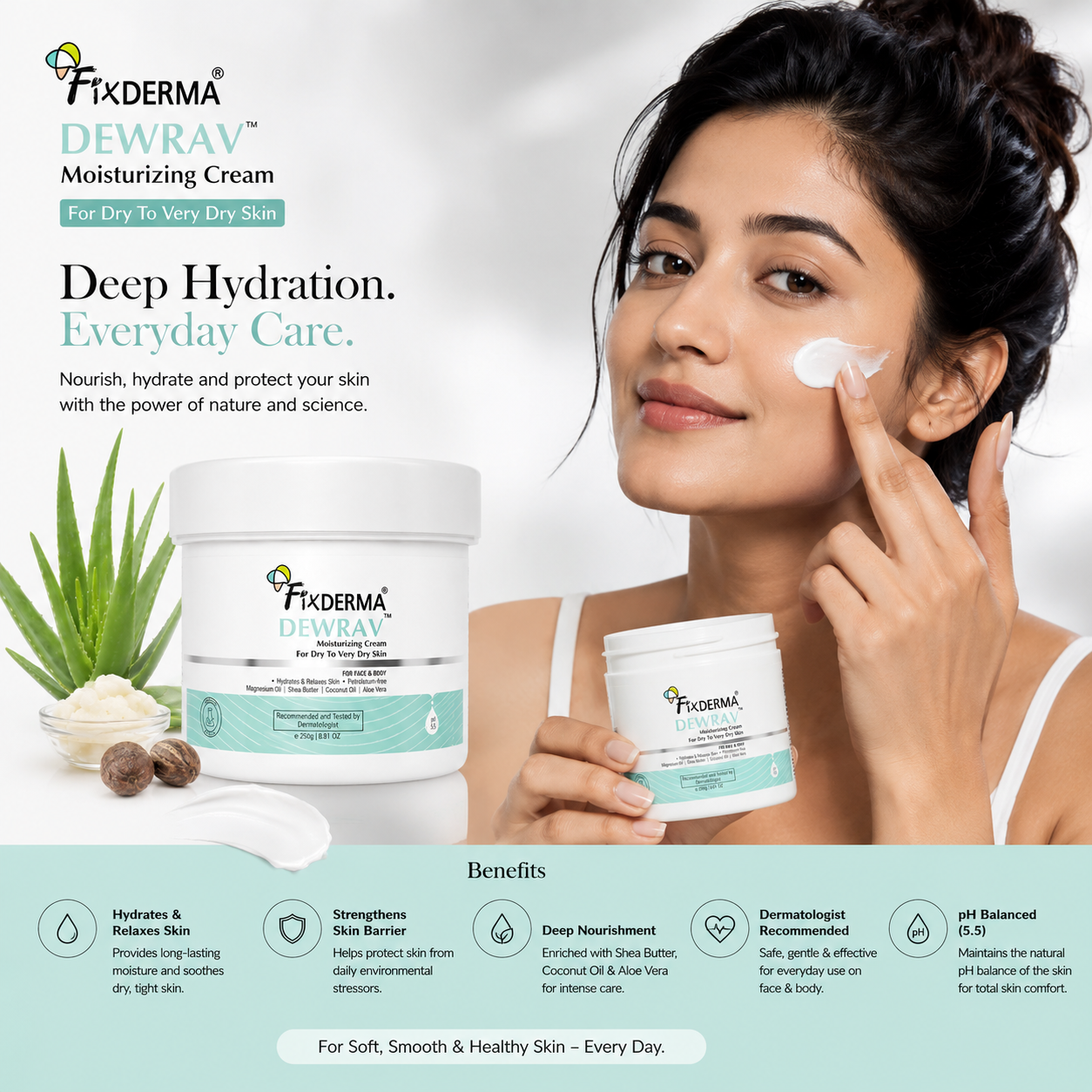FixDerma Dewrav Moisturizing Cream for Dry to Very Dry Skin – 250g