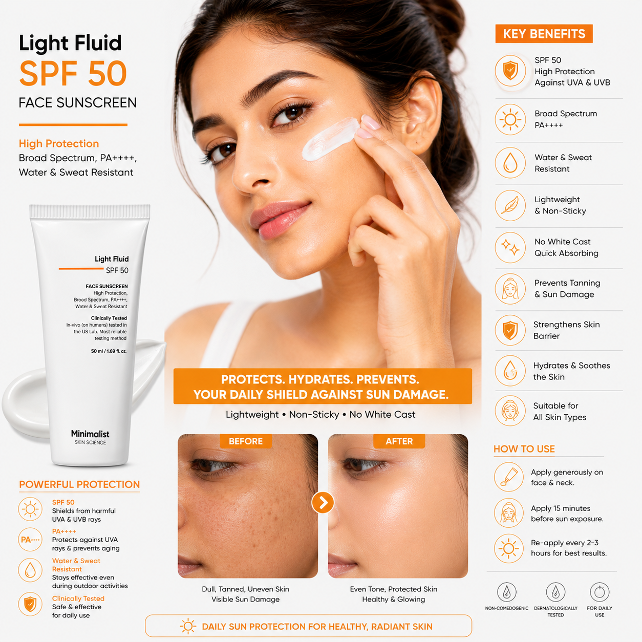 Minimalist Light Fluid SPF 50 PA++++ Face Sunscreen – 50ml