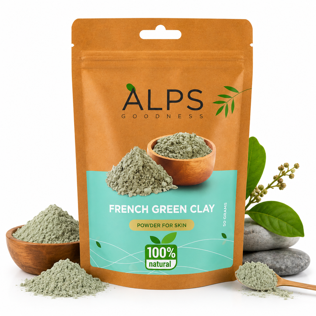 Alps Goodness French Green Clay Face Mask Powder | 100% Natural | 50g