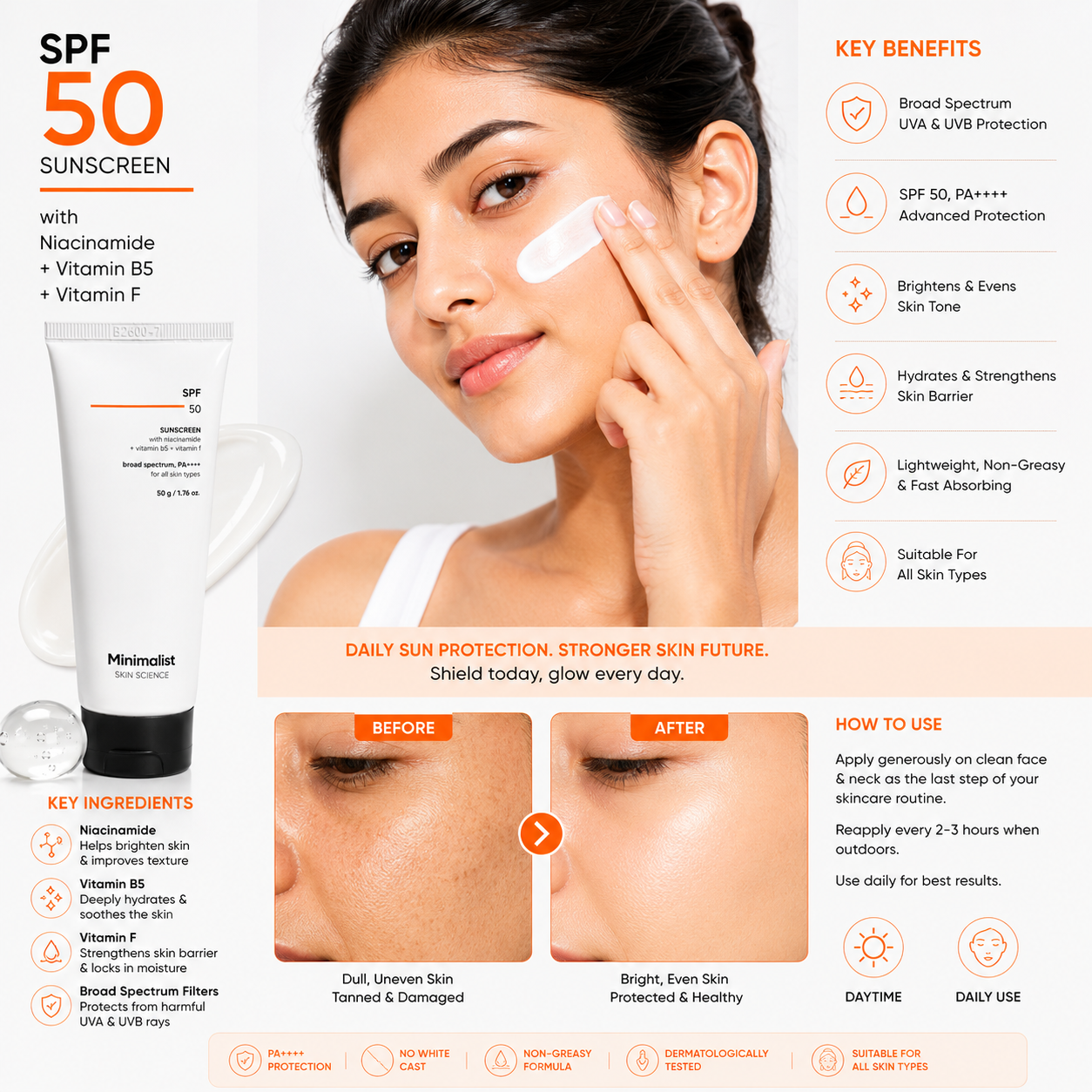 Minimalist SPF 50 PA++++ Sunscreen 50g | Broad Spectrum Face Sunscreen