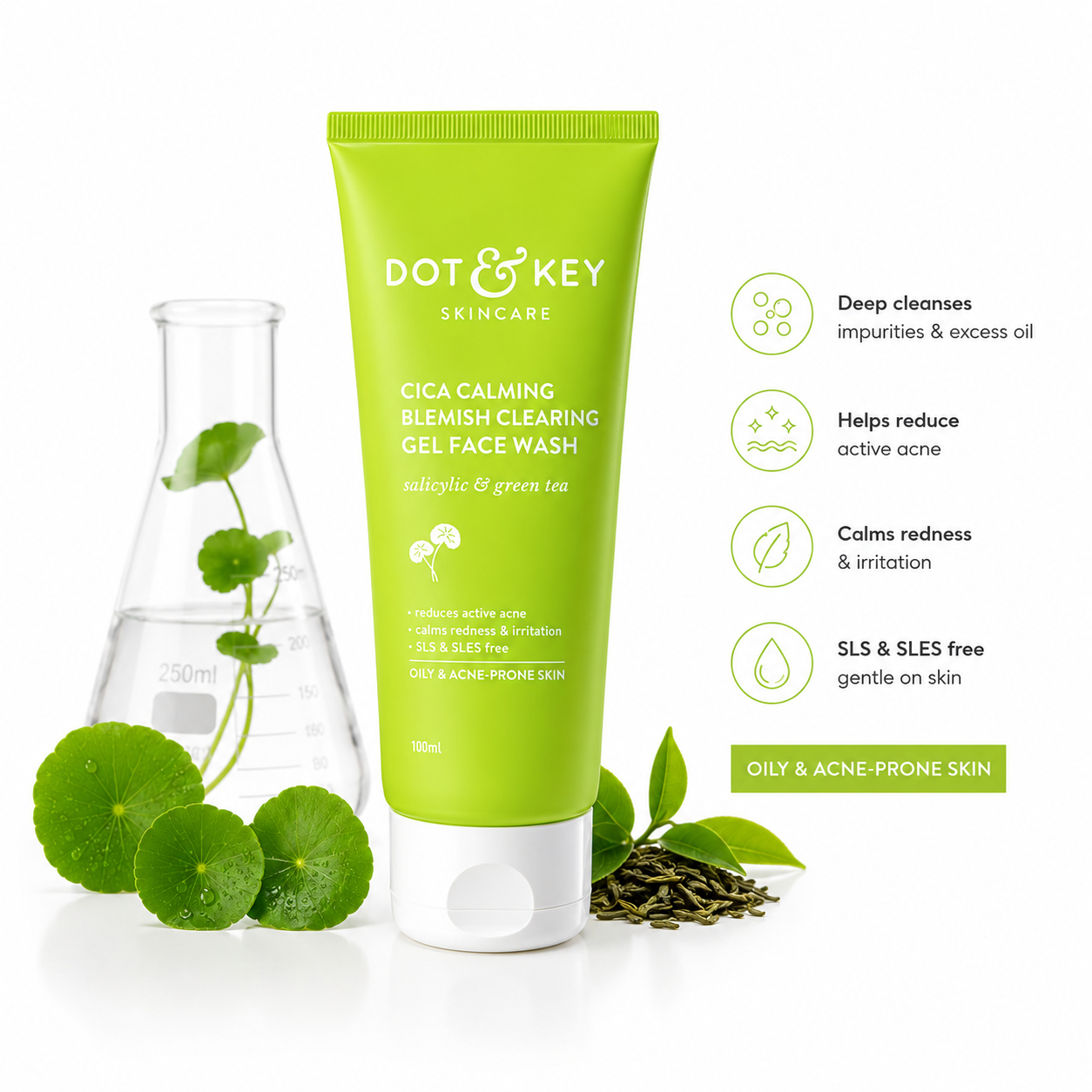 DOT & KEY Cica Calming Blemish Clearing Gel Face Wash (100ml)