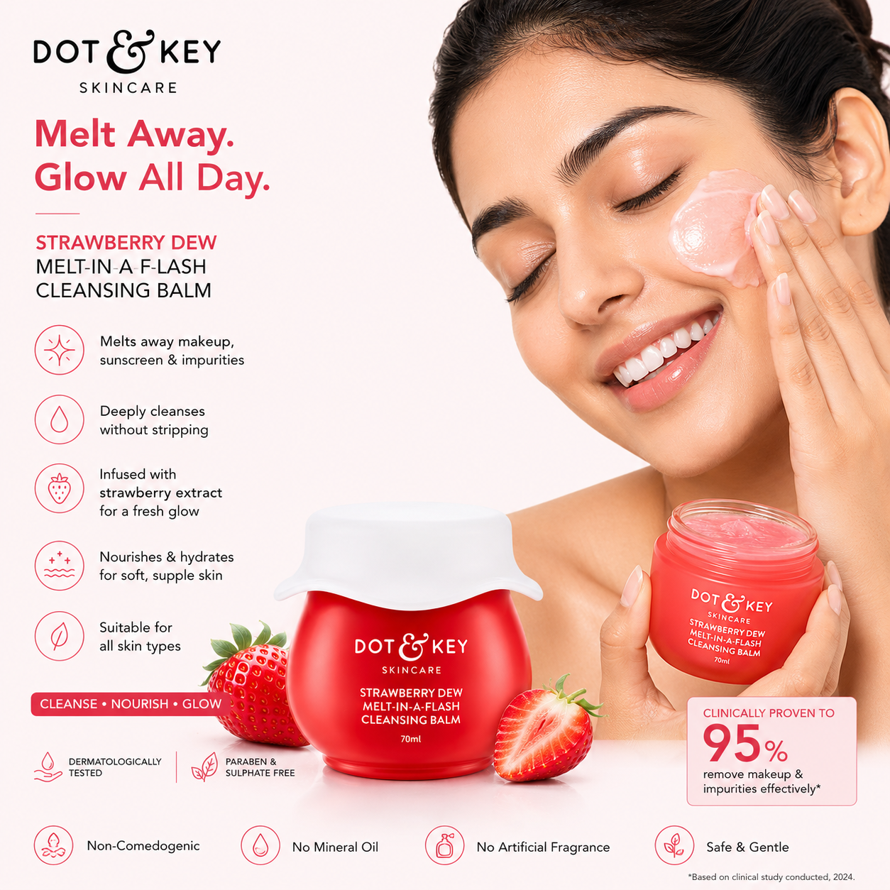 DOT & KEY Strawberry Dew Melt-In-A-Flash Cleansing Balm (70ml)