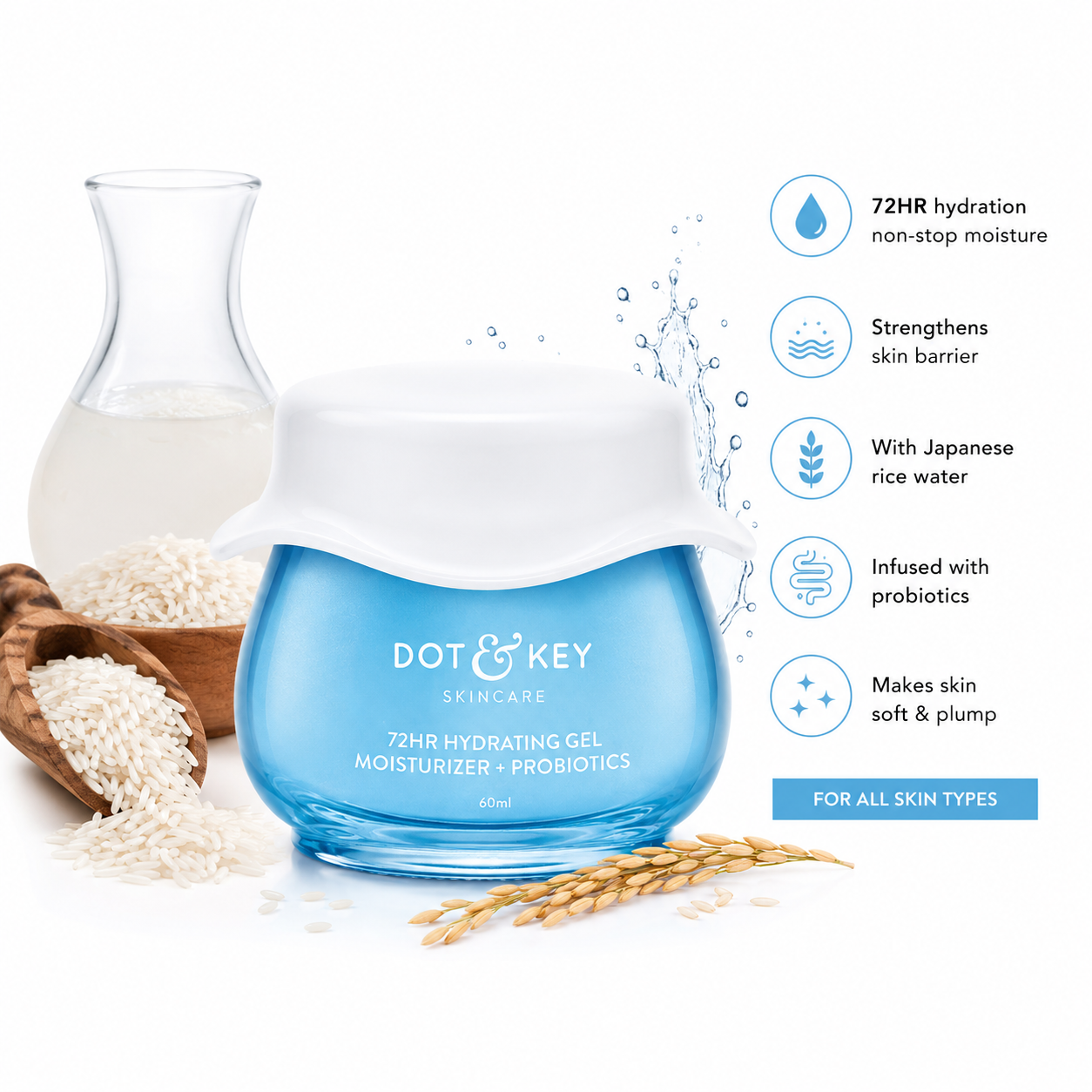 DOT & KEY 72HR Hydrating Gel Moisturizer + Probiotics (60ml)