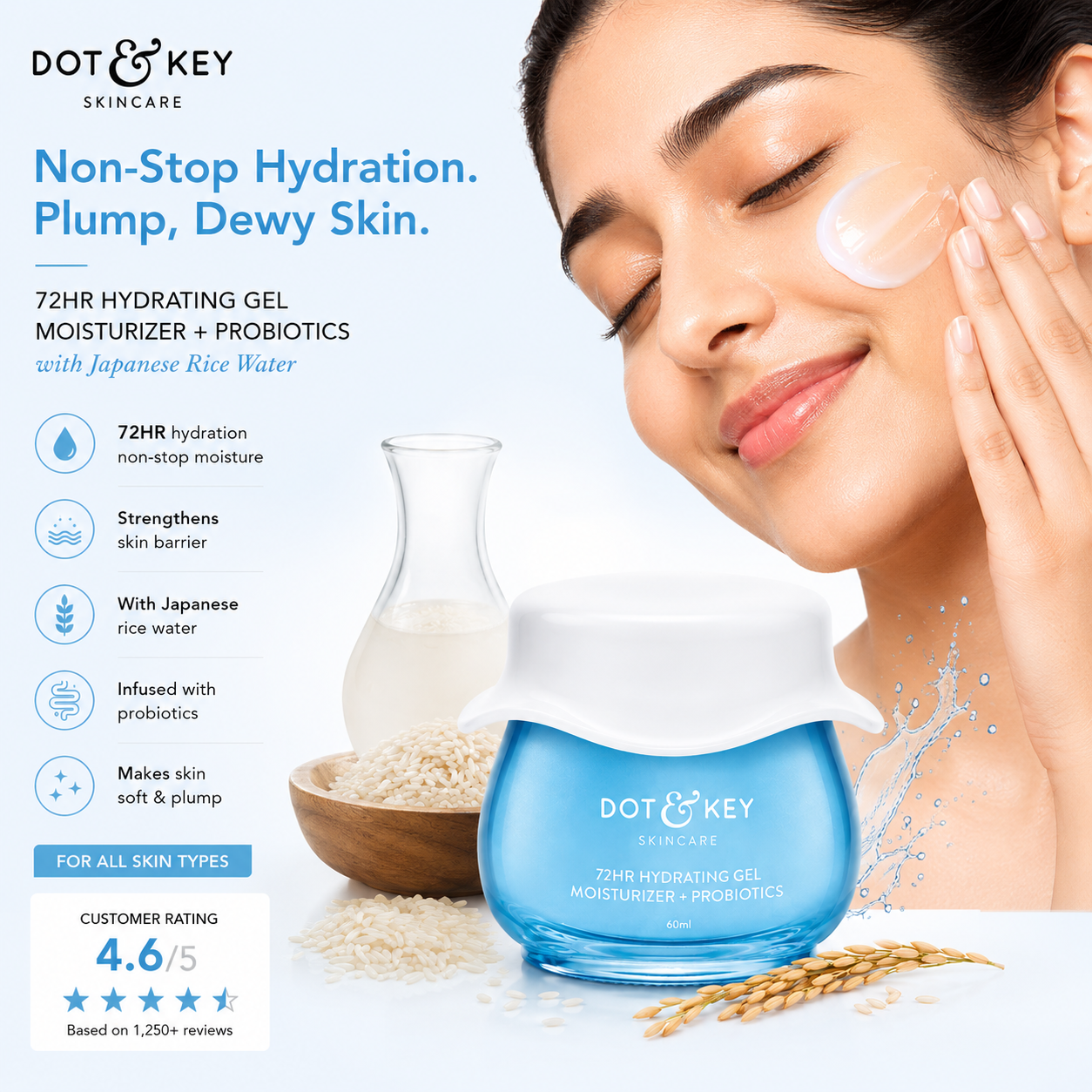 DOT & KEY 72HR Hydrating Gel Moisturizer + Probiotics (60ml)