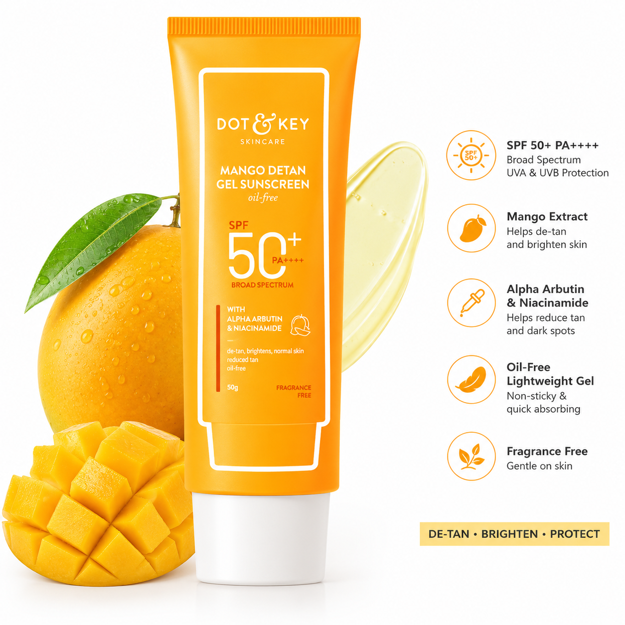 DOT & KEY Mango Detan Gel Sunscreen SPF 50+ PA++++ (50g)