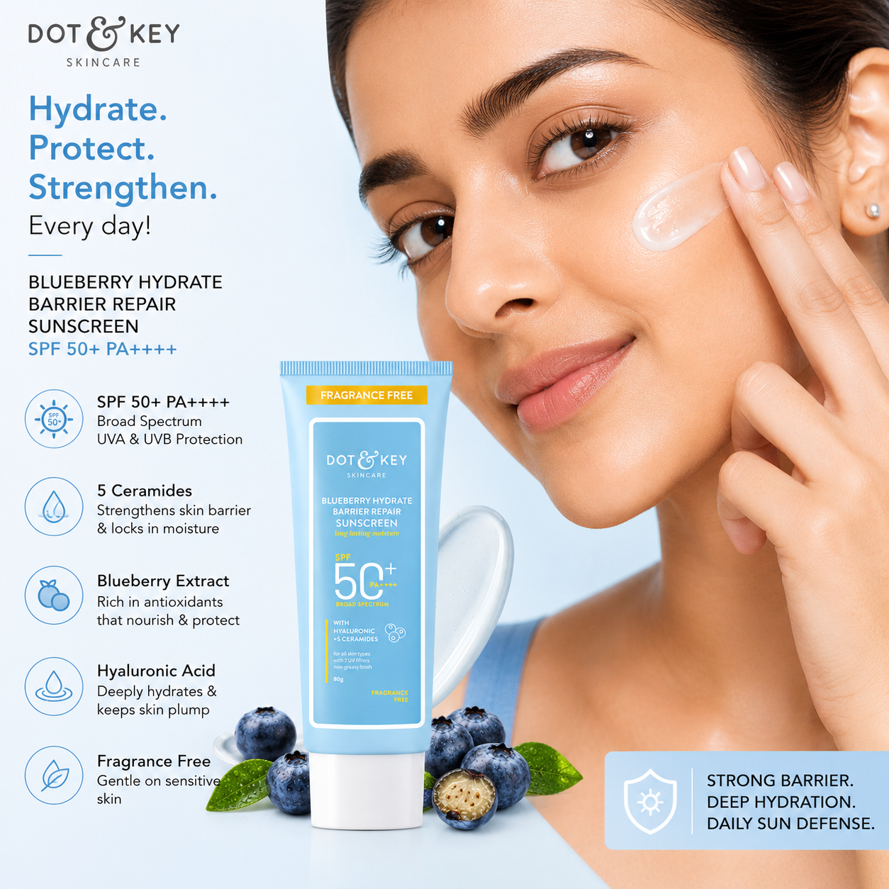 *DOT & KEY Blueberry Hydrate Barrier Repair Sunscreen SPF 50+ PA++++ (80g)