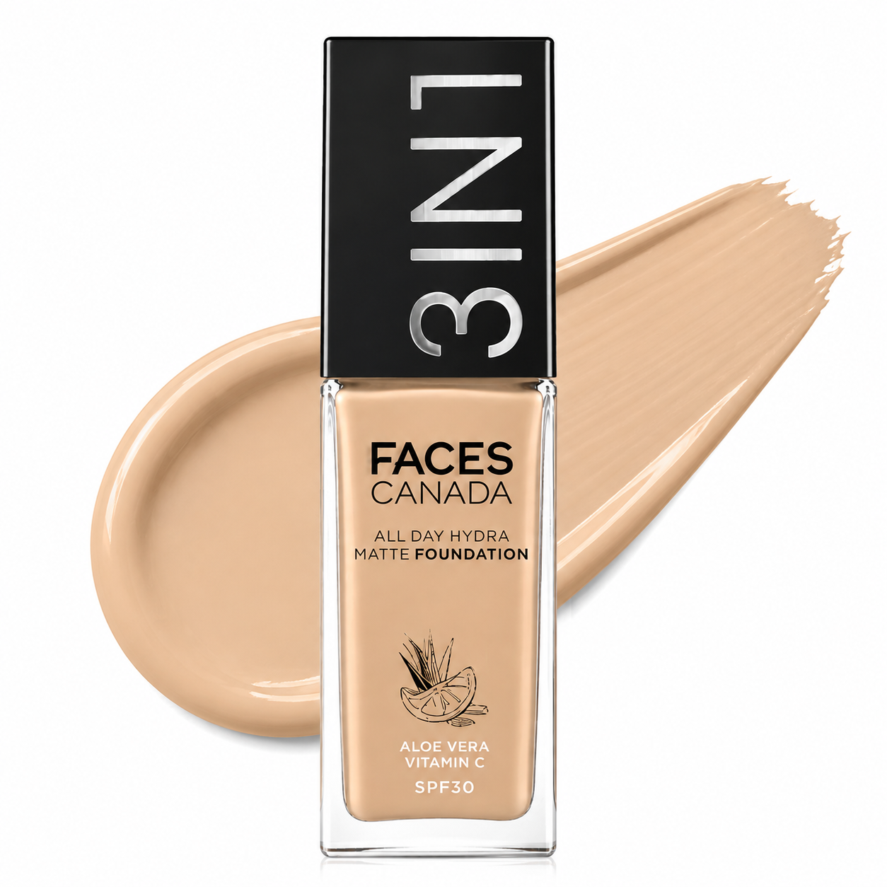 FACES CANADA 3 in 1 All Day Hydra Matte Foundation – Medium Natural 022 | 30ml