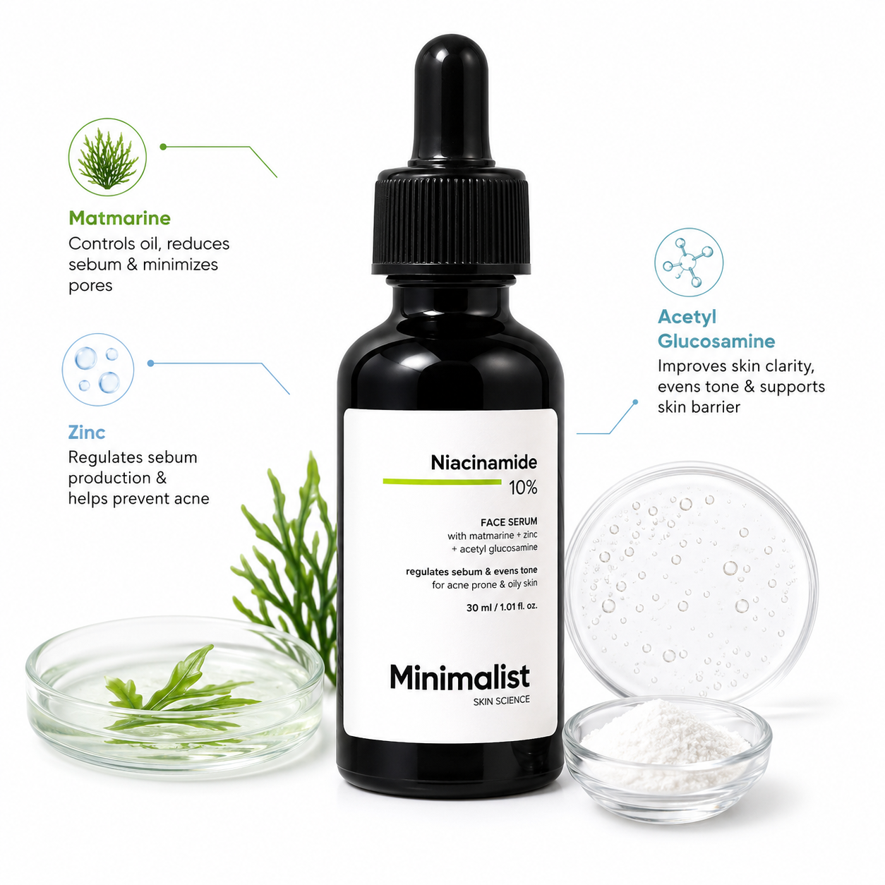 Minimalist 10% Niacinamide Face Serum 30ml | Oil Control & Acne Care