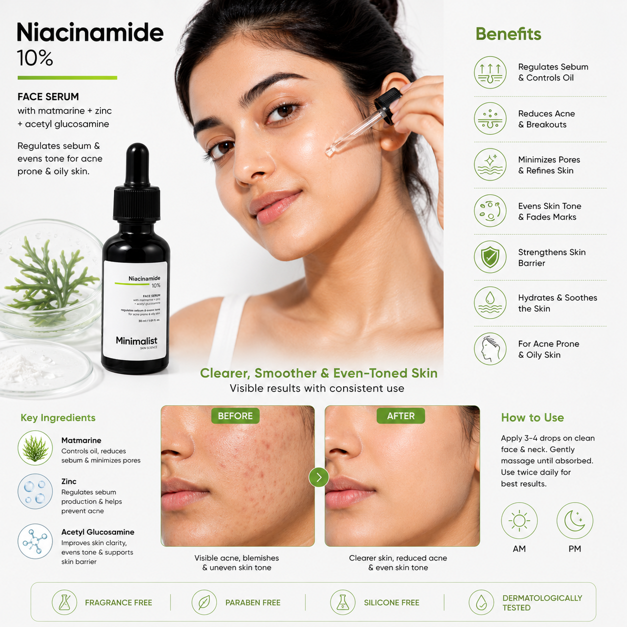 Minimalist 10% Niacinamide Face Serum 30ml | Oil Control & Acne Care