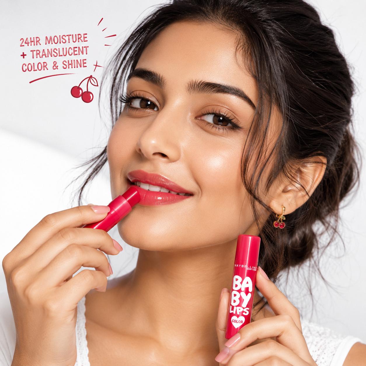 Maybelline Baby Lips Color Lip Balm - Cherry Kiss SPF 11 | Moisturizing Tinted Lip Balm | 4g
