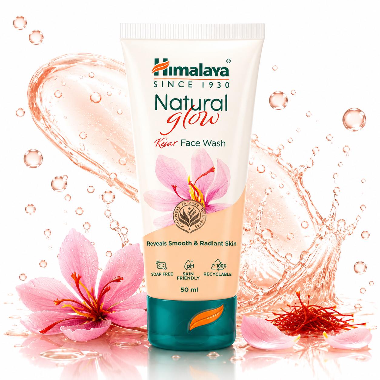 Himalaya Natural Glow Kesar Face Wash | Gentle Brightening Face Cleanser | 50ml