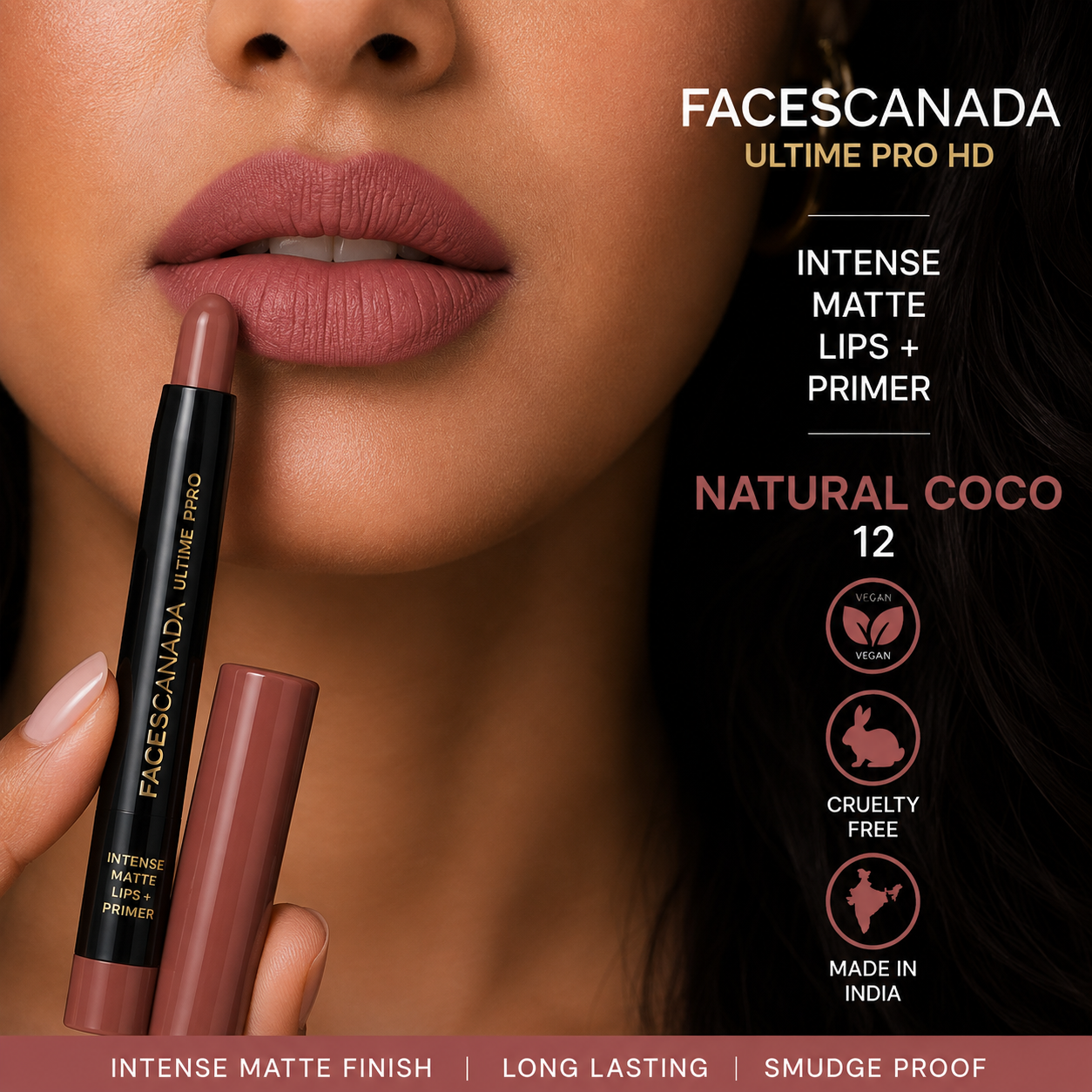 Faces Canada Ultime Pro HD Intense Matte Lip + Primer – Natural Coco 12 | 1.4g